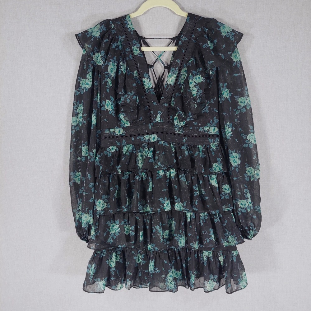 Altar'd State Floral Ruffle Tiered Mini Dress XL Cottagecore Romantic Boho